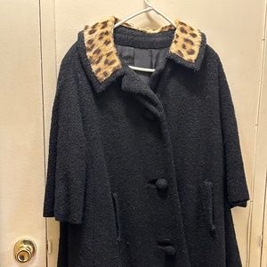 Authentic Vintage Faux Leopard Collared Black Jacket